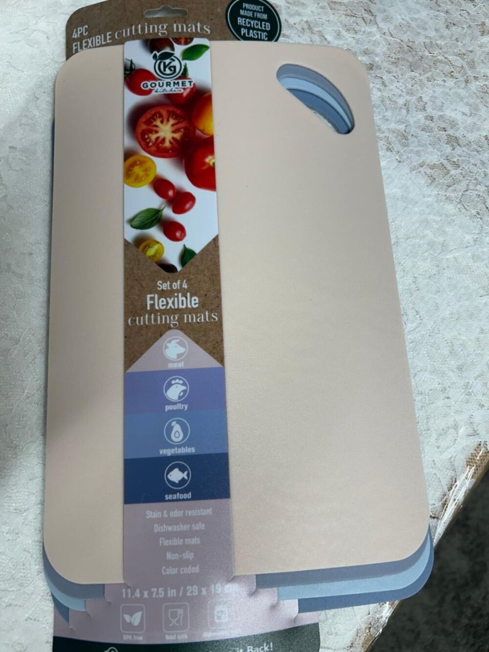 Gourmet Club Flexible Cutting Mats Set of 4 Color Coded New